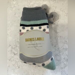 Barnes & Noble Multicolor Reading Socks with Faux Sherpa Lining & Pom Poms